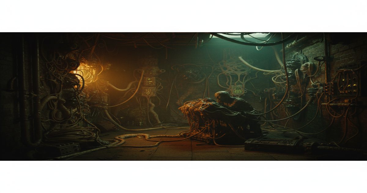 Macchinari organici e fleshly in un ambiente claustrofobico