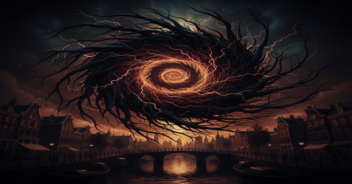 Vortice cosmico di energia oscura e geometria impossibile.