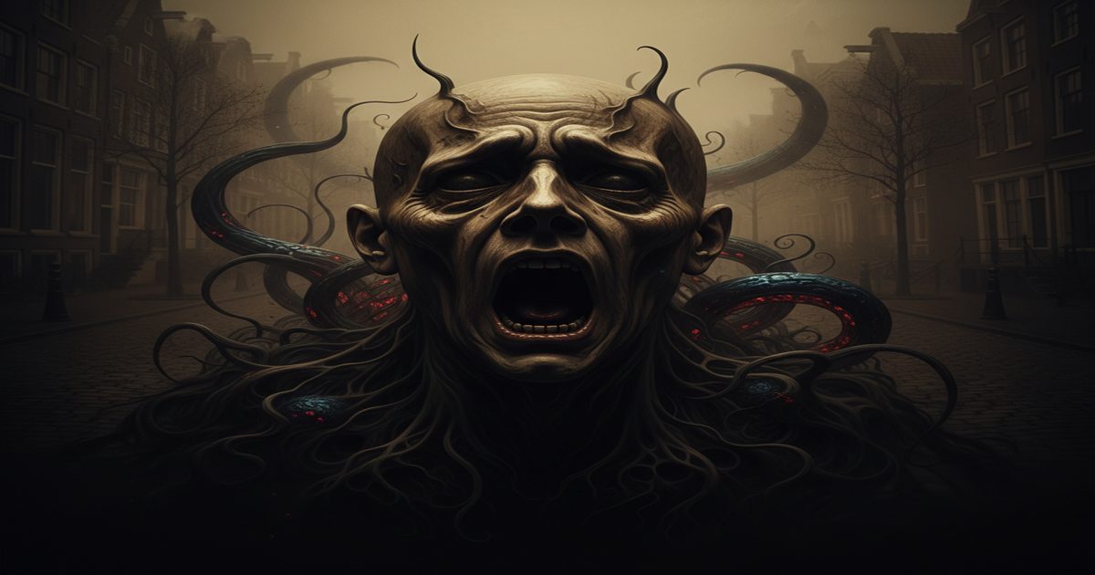 Volto distorto nel sonno, preda di un incubo lucido.