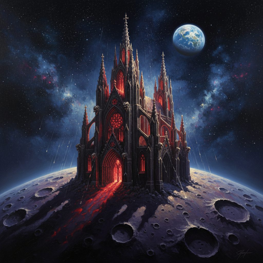 Alex ha una visione: il Bordello delle Ombre sospeso sulla superficie della Luna, circondato dal vuoto cosmico. Lana sussurra: 'Come se fossimo sulla Luna.'